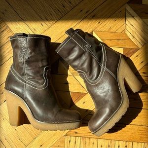 Italian made leather booties with rubber soles